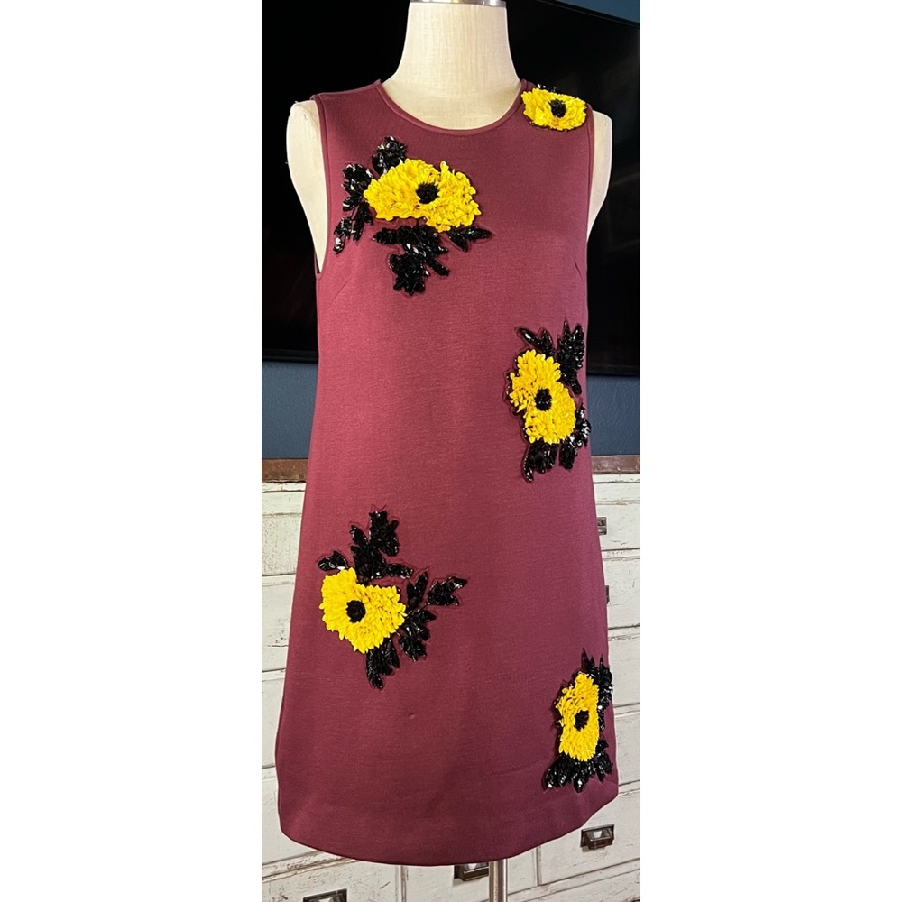 Anthropologie Dhruv Kapoor Sequined Floral Mini Shift Dress XS